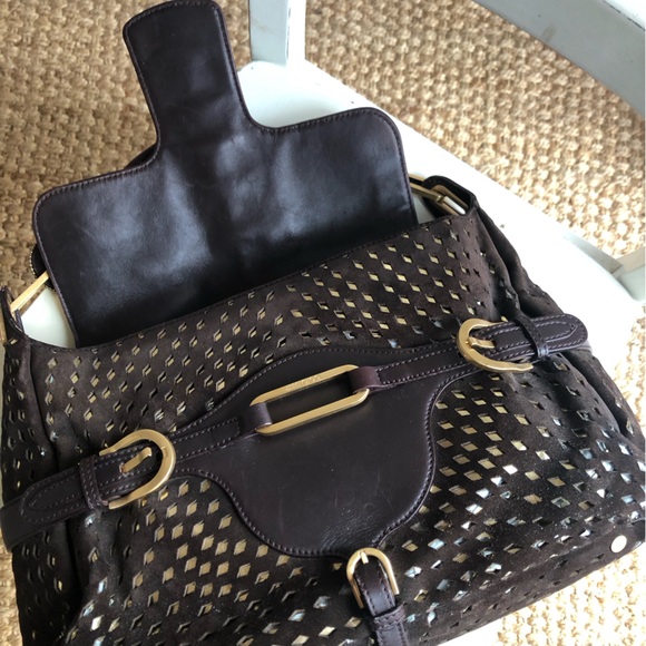 Jimmy Choo Tulita Bag. Chocolate Brown. Perforated. Gold Hardware. - Picture 6 of 15